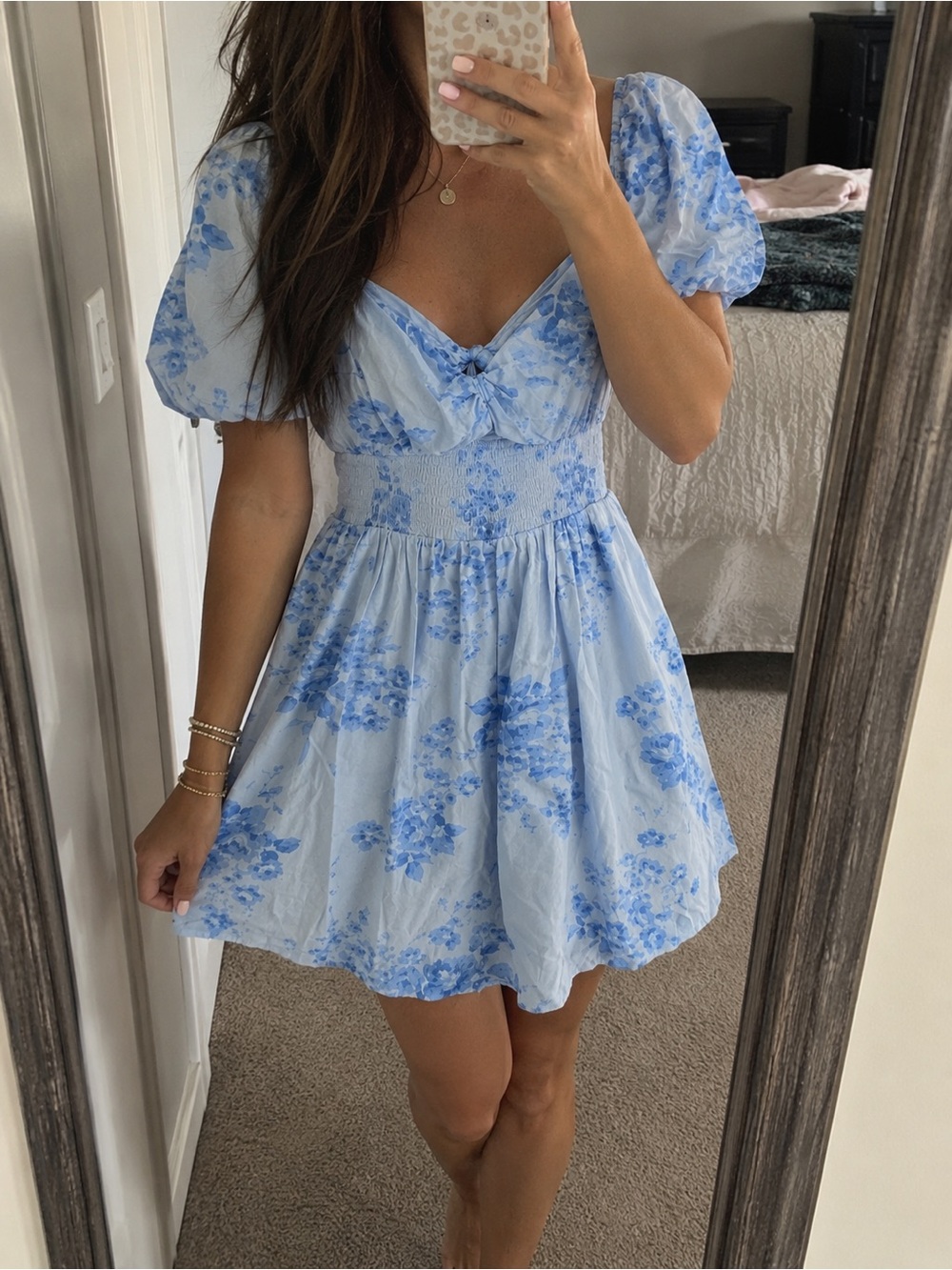 HOLLISTER Blue Floral Mini Dress Small